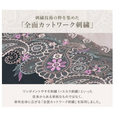 ふるさと納税 京都市 【シノワズリーモダン京都】女優日傘プレミアム ペイズリー更紗オーガンジー刺繍長日傘 ブラック |  | 02