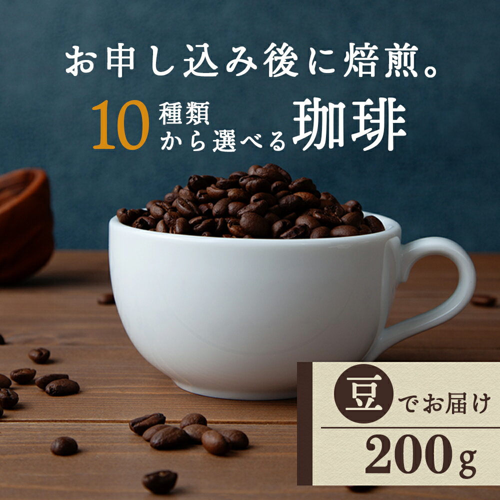 【ふるさと納税】 自家焙煎珈琲 選べるコーヒー豆（豆）200g 10銘柄 深煎り 中深煎り 中浅煎りコーヒー コーヒー豆 イルガチェフェ 珈琲 自家焙煎 豆のまま ふるさと納税 北海道 中頓別町
