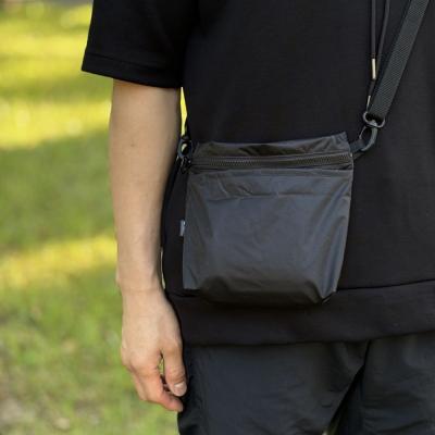 ふるさと納税 名古屋市 【黒】ポケット付き軽量ナイロンショルダーバッグ　サコッシュ　撥水ポシェット