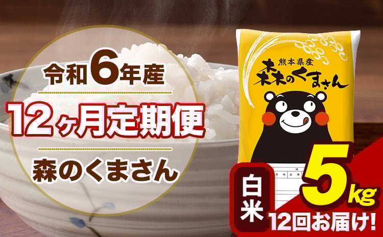 
            令和6年産 森のくまさん 白米 5kg 5kg×1袋 計12回お届け 《お申し込み月の翌月から出荷開始》 お米 こめ 熊本県産 ご飯 備蓄
          
