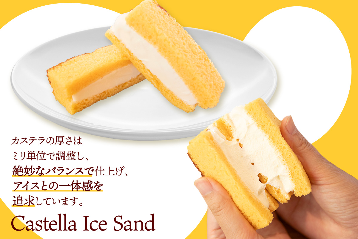 ココテラスのカステラアイスサンド（8個）│洋菓子 和菓子 焼き菓子 北海道産 バニラ アイス アイスクリーム アイスサンド カステラ 子どものおやつ おやつ 卵 ティータイム ギフト 手土産 こだわりスイーツ デザート ココテラス 母の日 父の日 お取り寄せ グルメ ティータイム