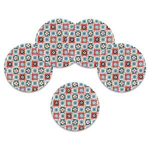 タツクラフト 友禅和紙コースター 5枚セット 花入り格子 【Tk342】