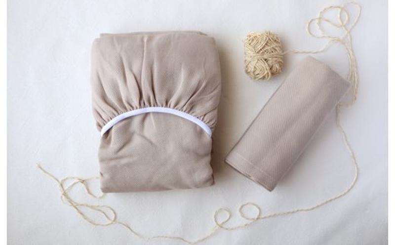 【tissu de coton/ハニカム織】泉州南部織 「ボックス」シングルシーツ＆ピロー（BE） G1950