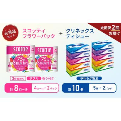 ふるさと納税 岩沼市 【6ヶ月ごと計2回お届け】ティッシュ+トイレットペーパー2P   [No.5704-1777] |  | 01