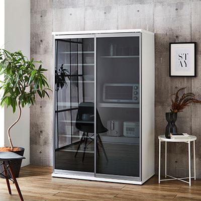 ふるさと納税 大川市 幅114cmキッチンボード2枚扉 ポエム【カラー:ホワイト、扉:ミスト、クリア、スモークガラス】 |  | 03