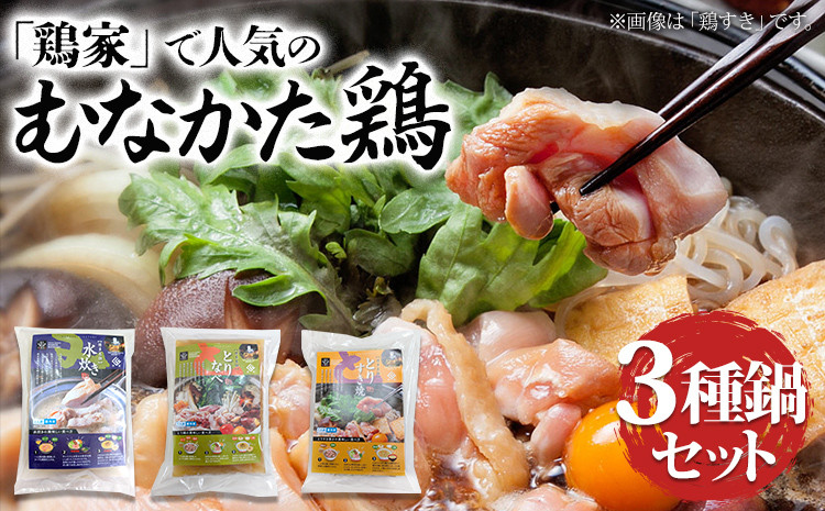 
            むなかた鶏３種鍋セット 鶏家 鶏肉 鍋 水炊き 鶏鍋 鶏すき モモ肉 ムネ肉 麺付き ちゃんぽん麺 福岡県 福岡 九州 グルメ お取り寄せ
          