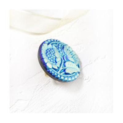 ふるさと納税 四日市市 スカイリッシュブーケの帯留め [チェコガラス] / シアーブルー　ボタンアクセサリー |  | 01