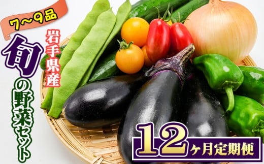岩手県産 野菜セット 7品 ～ 9品 12ヶ月 定期便 ／ 野菜 やさい 詰め合わせ 詰合せ 詰合わせ 旬 新鮮 国産 季節 季節野菜 おまかせ 春野菜 夏野菜 秋野菜 山菜 葉野菜 葉物 根菜 果菜 冷蔵 冷蔵発送 家庭用 自宅用 仕送り 人気 おすすめ 岩手県 滝沢 滝沢市
