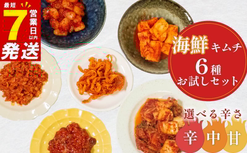 
            選べる辛さ 海鮮キムチ 6種 詰め合わせ 甘口 中辛 辛口 食べ比べ 小分け 白菜 長芋 たこ チャンジャ するめ らっきょ アソート バラエティーセット ごはんのお供 ピリ辛 お米 ごはん ビール 酒 おつまみ 漬物 いか 昆布 国産 りんご 桃 果物 魚 海鮮 野菜 BBQ 焼肉 惣菜 キムチ鍋 キムチチャーハン お試し 大阪府 松原市
          