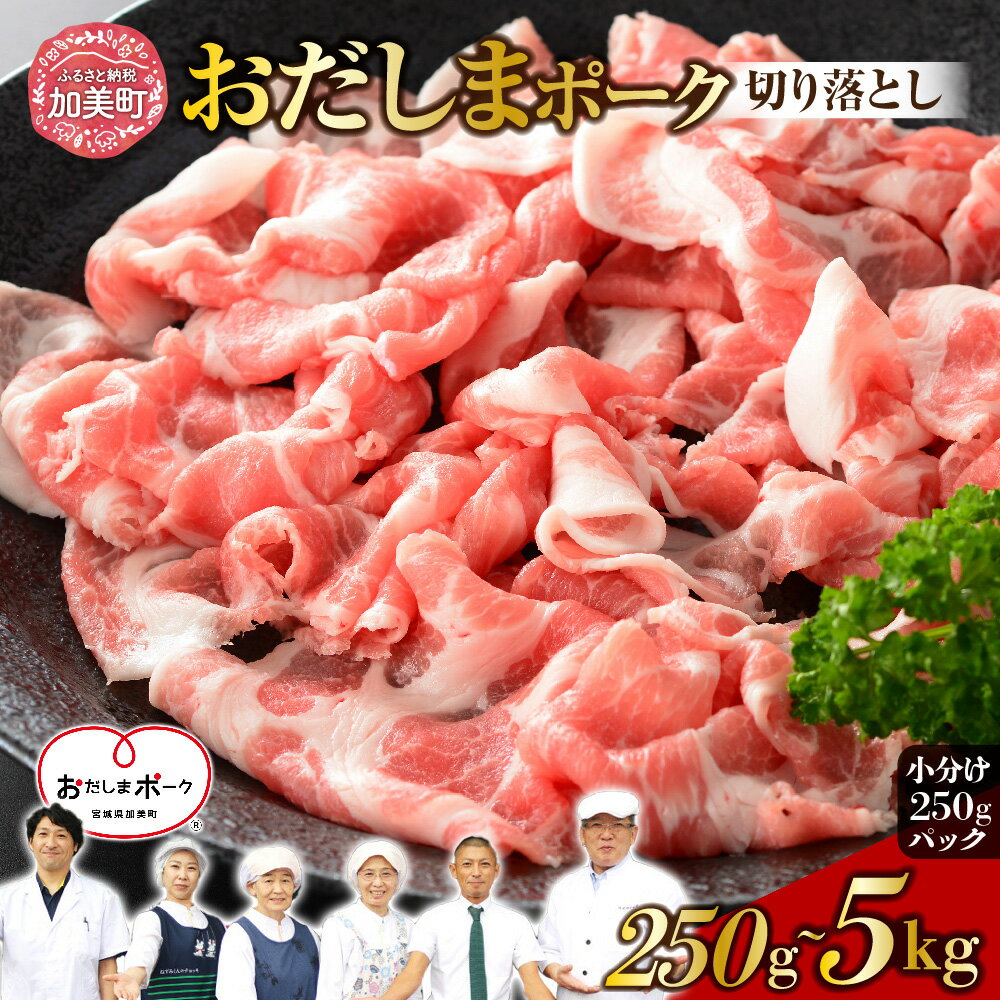 【ふるさと納税】豚肉 小分け 切り落とし 選べる 250g 500g 1kg 2kg 3kg 5kg おだしまポーク [関精肉畜産 宮城県 加美町 ss-opko] 肉 国産 冷凍 小間切れ 宮城県産 ブランド豚