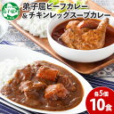 【ふるさと納税】582.ビーフカレー ＆ チキンレッグ スープカレー 食べ比べ 10個 セット 中辛 牛肉 チキン業務用 レトルトカレー レトルト食品 野菜 備蓄 まとめ買い 20000円 北海道 弟子屈町