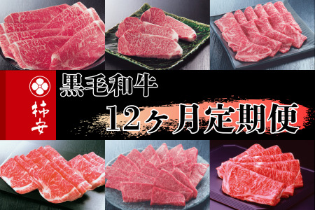 柿安本店　柿安黒毛和牛食べくらべセット【定期便12ヶ月】　国産　牛肉　赤身　厳選　上質　すき焼　焼肉　サーロインステーキ　ローストビーフ　しゃぶしゃぶ　ロース　モモ　ブロック肉　バラ　ハンバーグ　小間切れ　逸品　おすすめ　グルメ　f_07