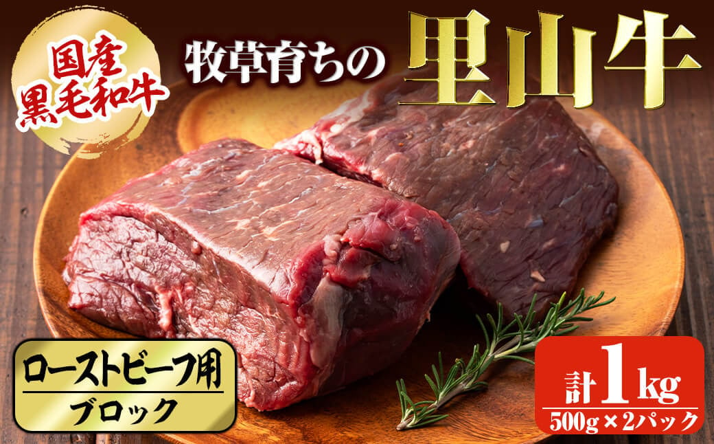 
国産黒毛和牛 牧草育ちの里山牛 ローストビーフ用ブロック肉計1kg(500g×2パック) 黒毛和牛 和牛 肉 牛肉 国産 ローストビーフ ブロック 赤身 c5-027
