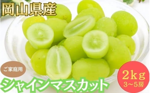 【2026年先行予約】＜ご家庭用＞岡山県産 シャインマスカット ２kg以上 (3~5房)【fsfm002-01】