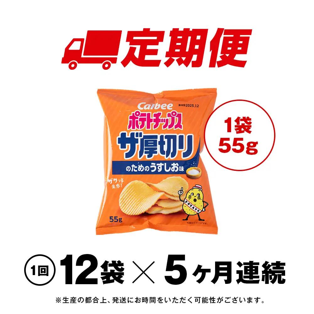 【定期便5カ月】ザ厚切りのための うすしお味 12袋 1箱 カルビー ポテトチップス 《千歳工場製造》