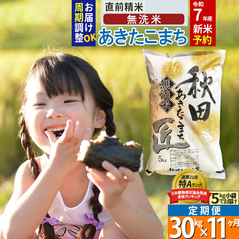 【ふるさと納税】【無洗米】※R7新米予約※《定期便11ヶ月》秋田県産 あきたこまち 30kg (5kg×6袋) ×11回 令和7年産 周期調整OK 隔月配送OK お米 新米