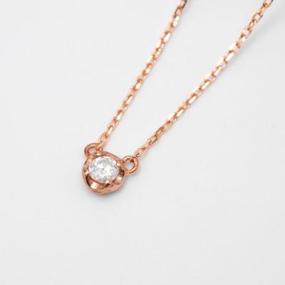 ふるさと納税 大津市 【10金ピンクゴールド ダイヤモンドネックレス】0.05ct 可愛さと上品さを兼ね備えたペンダント