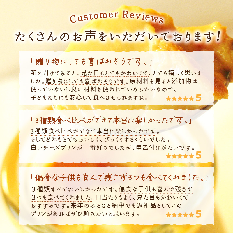 シェフのこだわりプリンセット【3種類×2組】