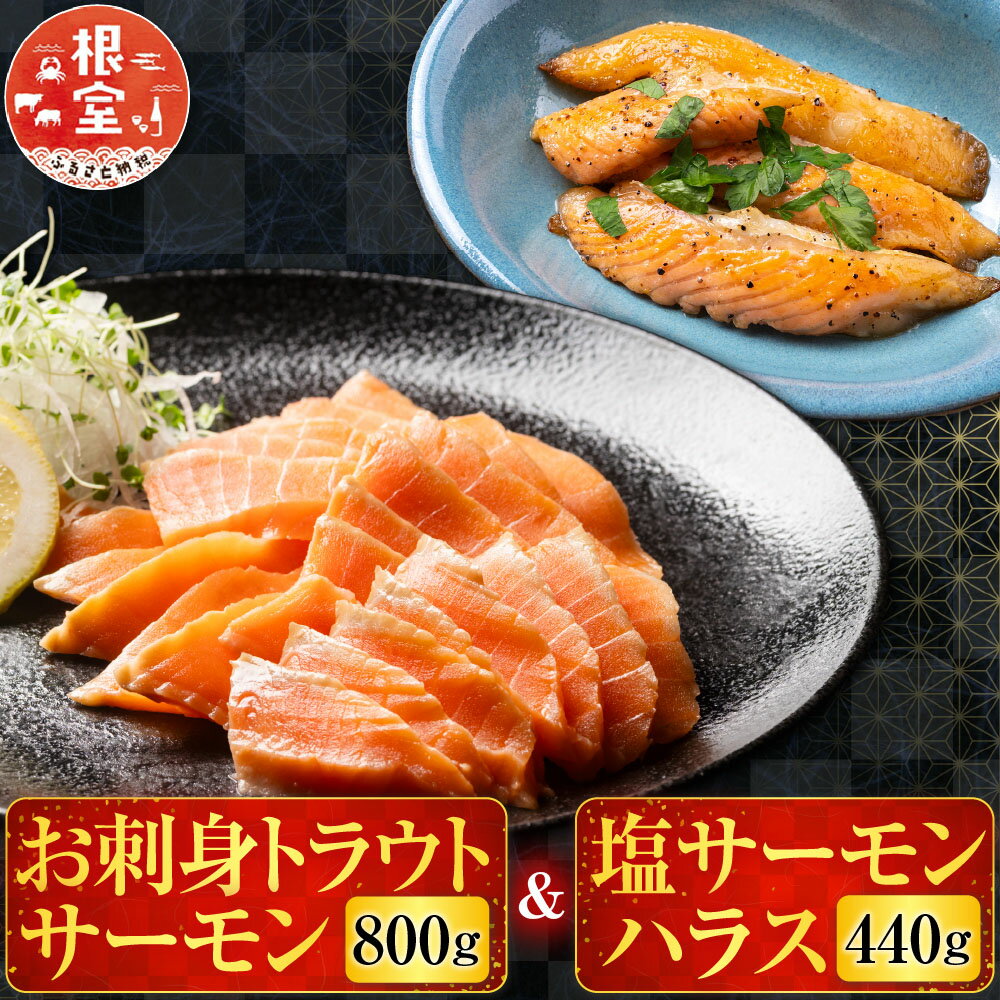 【ふるさと納税】 お刺身トラウトサーモン 800g＆塩サーモンハラス 440g 鮭 さけ サケ しゃけ シャケ 魚 さかな サカナ お取り寄せ グルメ 海鮮 焼き魚 ハラミ 刺身 北海道 根室市 ふるさと納税 A-09033