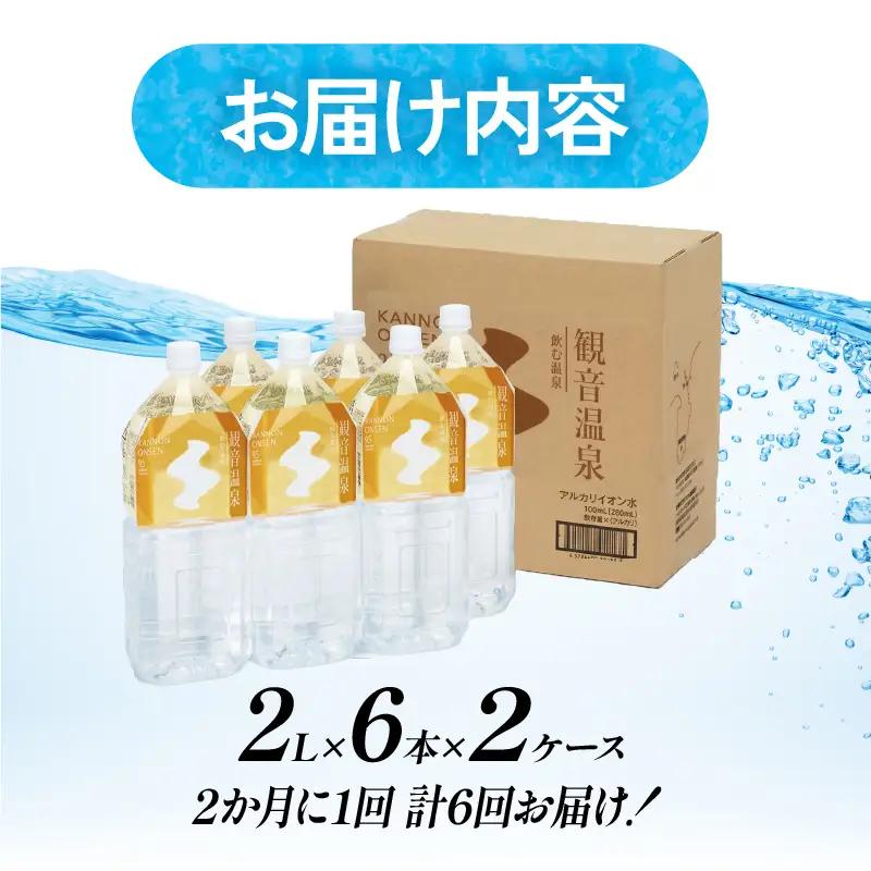 飲む温泉　観音温泉　2L(6本入)　2ケース　定期便　（1年間で6回）