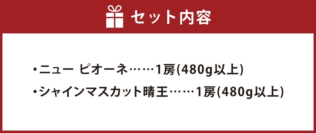 【先行予約】岡山県産 詰合せ/ニューピオーネ 1房とシャインマスカット『晴王』 1房 化粧箱入り
