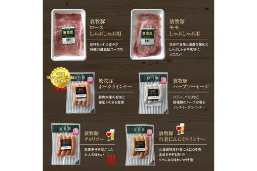 北海道産放牧豚 無添加ウインナーとしゃぶしゃぶ肉セット【120001】_イメージ5