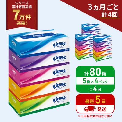ふるさと納税 岩沼市 定期便 ティッシュ クリネックス ティシュー 5箱入×4P《計4回》[No.5704-1045]