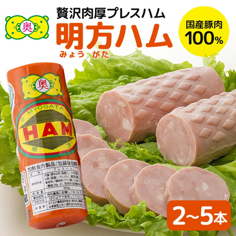 【ふるさと納税】明方ハム 選べる 400g 2本 計800g 3本 計1200g 5本 計2000g 2kg ハム 国産 豚肉 100% 特産品 加工品 伝統製法 おつまみ お弁当 おかず バーベキュー JA めぐみの 農協 岐阜 郡上 送料無料 502