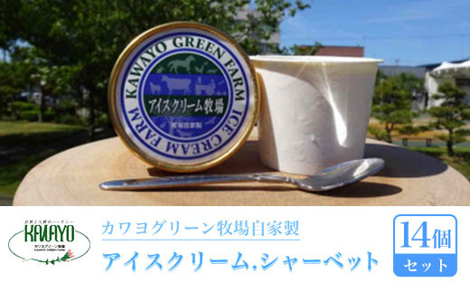 カワヨグリーン牧場自家製アイスクリーム、シャーベット14個セット ふるさと納税 人気 おすすめ ランキング 14個 セット アイスクリーム アイス シャーベット バニラ バニラアイス 人気 詰合せ 詰め合わせ アソート 牧場 ミルク ホルスタイン ジャージー ブラウンスイス牛 おいらせ 青森 青森県 おいらせ町 送料無料 OIR101