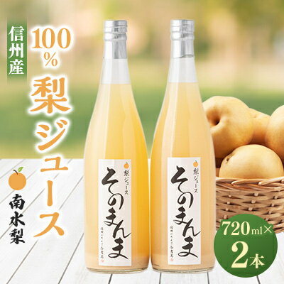 【ふるさと納税】飲む梨!! 信州産　高級南水梨100%そのまんまジュース2本入　高い糖度の南水梨を使用!_ 梨 南水梨 梨ジュース なしジュース なし 飲料 ドリンク 果物 フルーツ くだもの 飲み物 100% ストレート 人気 おすすめ 送料無料 お取り寄せ 【1470359】