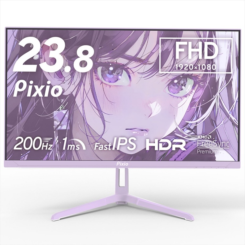 210-3367　Pixio ゲーミングモニター 23.8インチ FHD 200Hz IPS パープル/紫 PX248WAVEPP【 神奈川県 小田原市 】