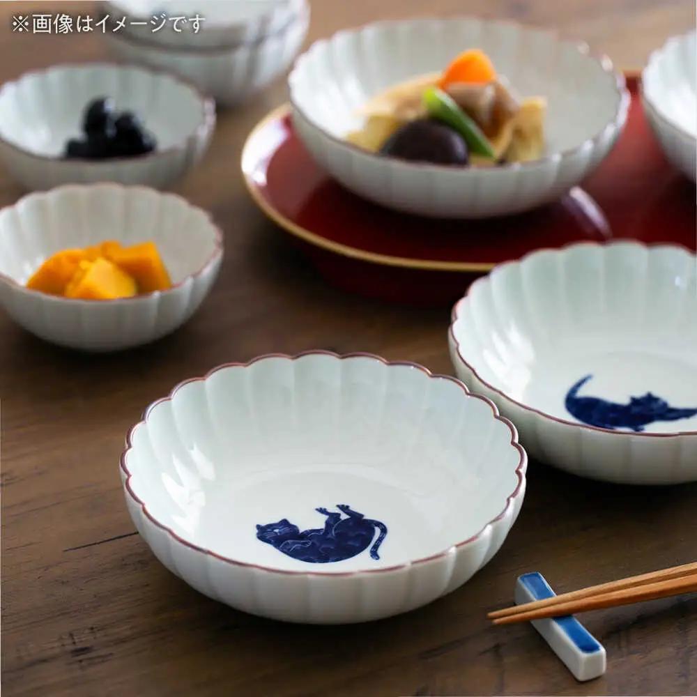【波佐見焼】呉須猫 菊割小鉢 柄違い4点セット【西海陶器】[OA506]