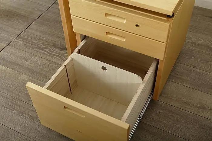 大川家具 ファイン 110cm デスクセット(デスク本体、本立、ワゴン) サクラ(バーチ) 野中木工所