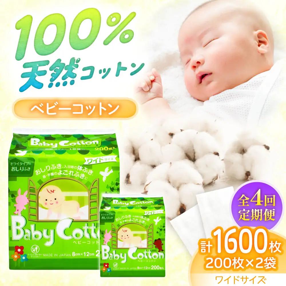 【4回定期便】ベビーコットンワイド 200枚×2個 BKCL004 コットン