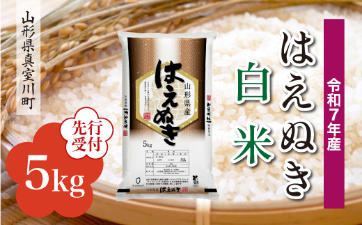 
            ＜令和7年産米先行受付＞ 真室川町産 はえぬき 【白米】 5kg （5kg×1袋）＜配送時期指定可＞
          