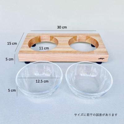 ふるさと納税 福岡市 ペットフードテーブル　hole SS 2連(福岡市内製造)(ガラスボウル付き)(福岡市) VL012 |  | 01