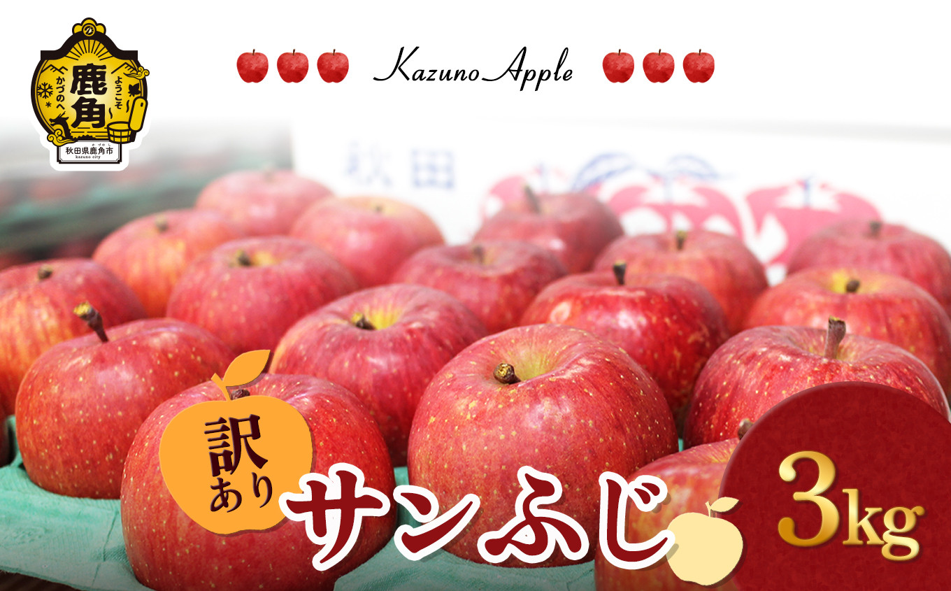 
《先行予約》【訳あり】鹿角りんご「サンふじ」家庭用 3kg（7～10玉前後）【佐藤秀果園】●2024年12月上旬発送開始　りんご リンゴ 林檎 サンふじ ふじ フジ 訳あり 秋田県 秋田 あきた 鹿角市 鹿角 かづの 3kg 3KG 3Kg ３kg ３KG 3 ３ 産地直送 農家直送
