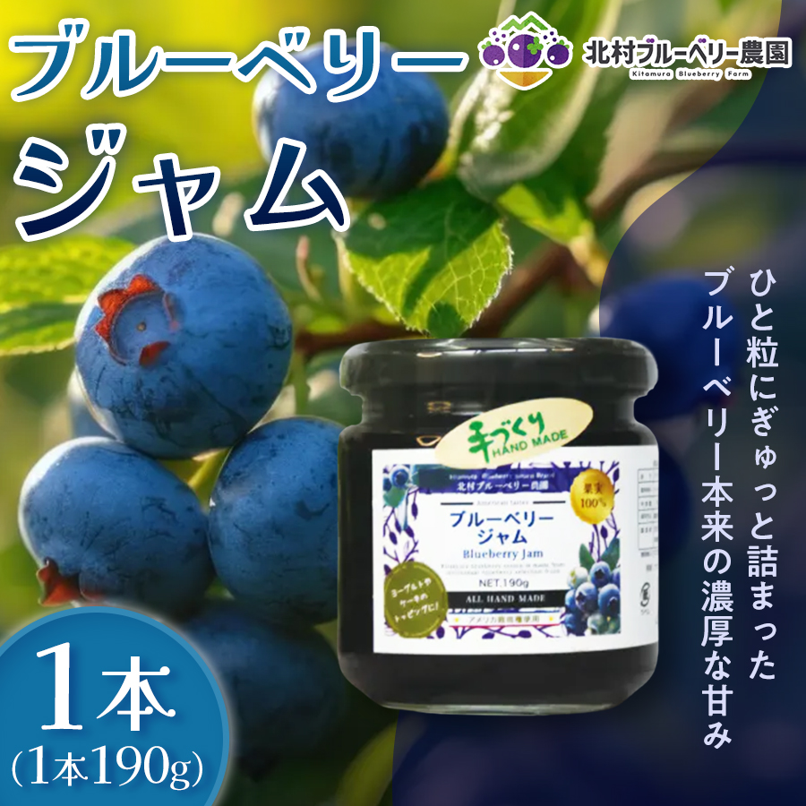 ＜ 先行予約 ＞ ブルーベリージャム 190g  無添加 摘みたて 