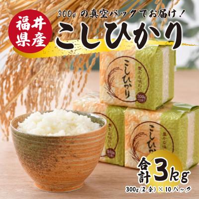 ふるさと納税 小浜市 【真空パック】福井こしひかり2合×10個　計3kg