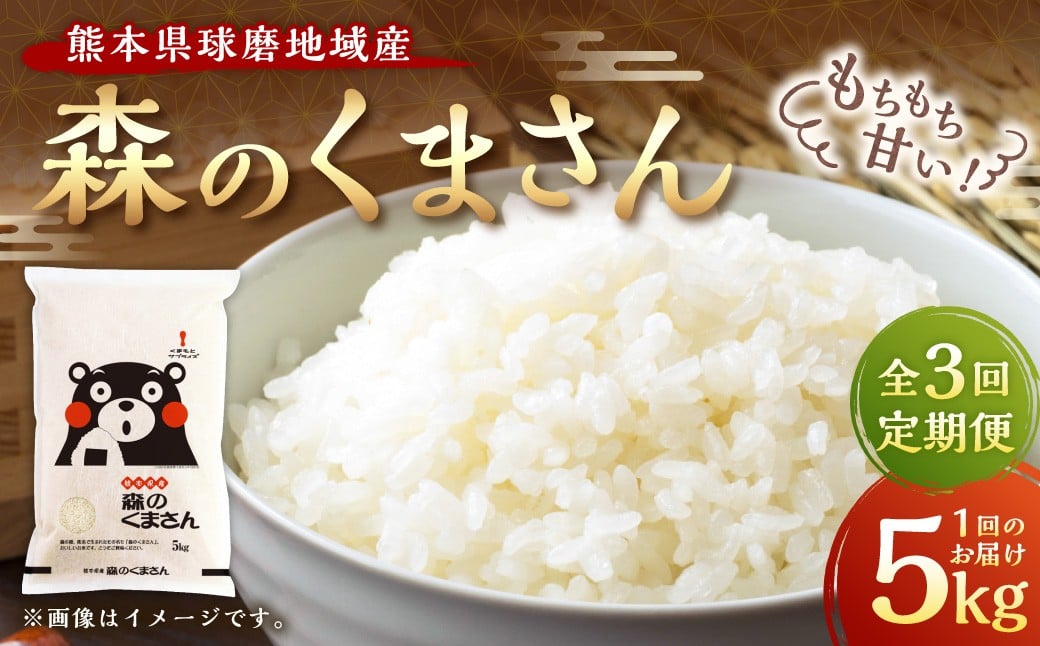 
            【3回定期便】熊本県球磨地域産 森のくまさん 5kg 定期便3回 計15kg 米 お米 コメ 精米 白米 ご飯 ごはん 国産 熊本県 定期便
          
