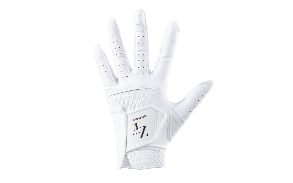 インスパイラルグローブ ホワイト 右手用　(19cm) ／ゴルフ スポーツ 極薄素材 合成皮革 タイト 密着 練習用 ラウンド時 滑りにくい 動きやすい 快適 ユニセックス