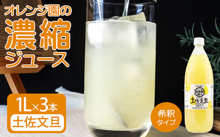 オレンジ園の濃縮ジュース 土佐文旦 1L 3本 希釈用 【R01125】