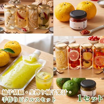 ふるさと納税 神河町 【贅沢ゆずづくし】柚子胡椒・生搾り柚子果汁・手作りピクルスセット 1セット