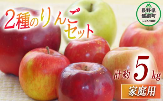 りんご 2種のりんご 詰め合わせ セット 家庭用 5kg （品種おまかせ） 沖縄県への配送不可 2024年11月上旬頃から2024年12月下旬頃まで順次発送予定 ふるさと振興公社 長野県 飯綱町 [0291]