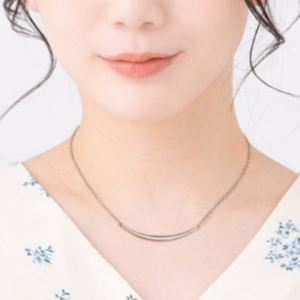 純チタンバーネックレス (カーブプレート) 42cm | アクセサリー ネックレス