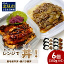 【ふるさと納税】＼12/9入金分まで年内配送／レンジで丼！黒毛和牛丼・豚バラ豚丼 6個 ( 弁当 どんぶり 丼 豚肉 黒毛和牛 牛肉 冷凍 簡単調理 )