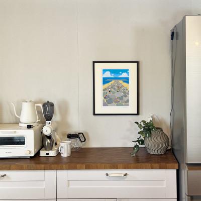 ふるさと納税 茅ヶ崎市 湘南・茅ヶ崎で描く、海を感じるイラストアート『ジークレーアートフレーム　SL-03』(大:四つ切) |  | 01