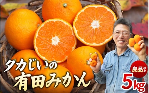 【 タカじいの 有田 みかん 5kg 】 （良品 サイズおまかせ2S～2L） / 温州みかん 有田みかん 甘い 家庭用 和歌山 柑橘 ※1月順次発送【krs004-c-5-1A】