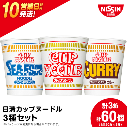 10営業日以内発送　日清ヌードル3種セット 各1箱（20食）合計3箱