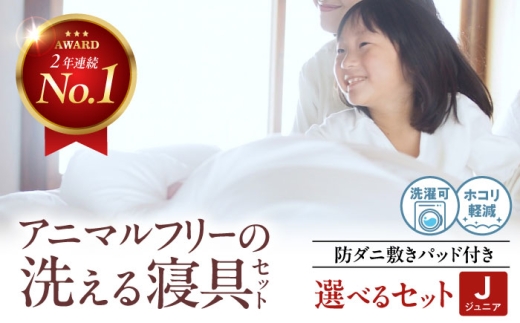 洗える 人工羽毛布団 エシカルダウン合い掛け布団＆防ダニ敷きパッドセット〈ジュニア〉人工羽毛 エントリーモデル  広島県福山市/イシケン株式会社 羽毛 布団 ふとん 掛け布団 掛布団 中厚 軽い 日本製 春 秋 寝具 アレルギー対策 [BAAK150]